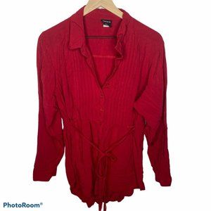 Torrid Tunic Button Down tie back blouse Red 3xl  (or Torrid size 3)